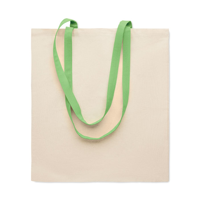 Cotton Shopping Bag with Long Coloured Handles - Pack of 10
