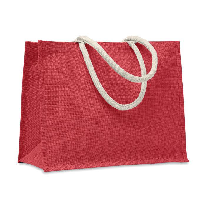 Plain Jute laminated shopping bag with short cotton handles - Pack of 10