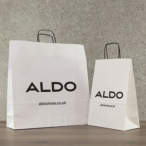 Pair of white printed paper bags