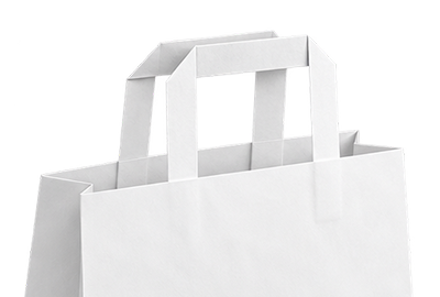 White flat handle paper bag