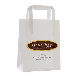 White Kraft Paper Flat Handle Carrier Bag White Kraft Paper Flat Handle Carrier Bag