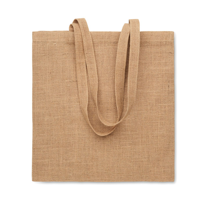 Plain Jute Shopping Bag with Long Handles - Pack of 10