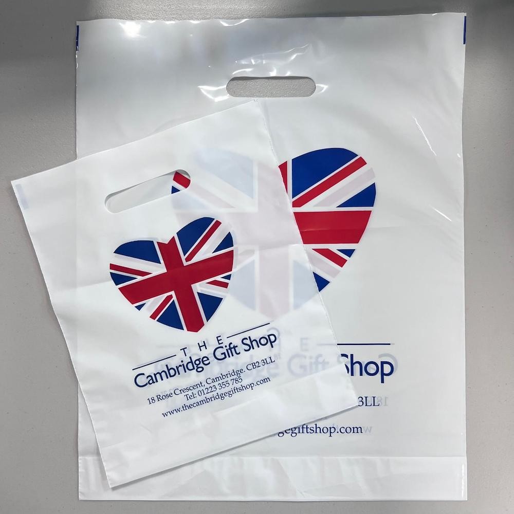 White Punched Out Handle Bag with Union Jack logo