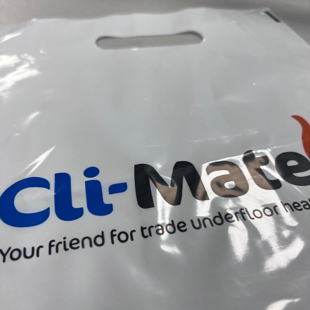 Black Metallic Print Punched Out Handle Bag