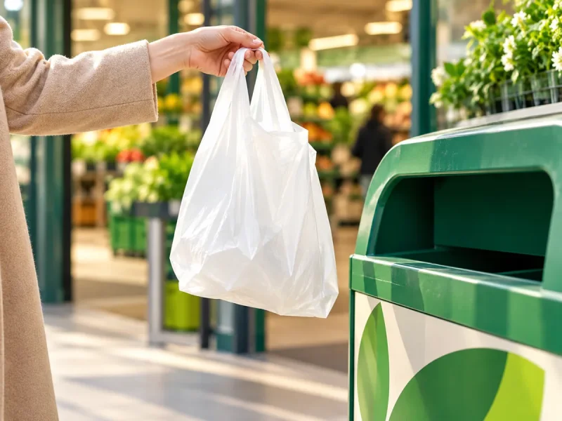 Supermarket plastic recycling point