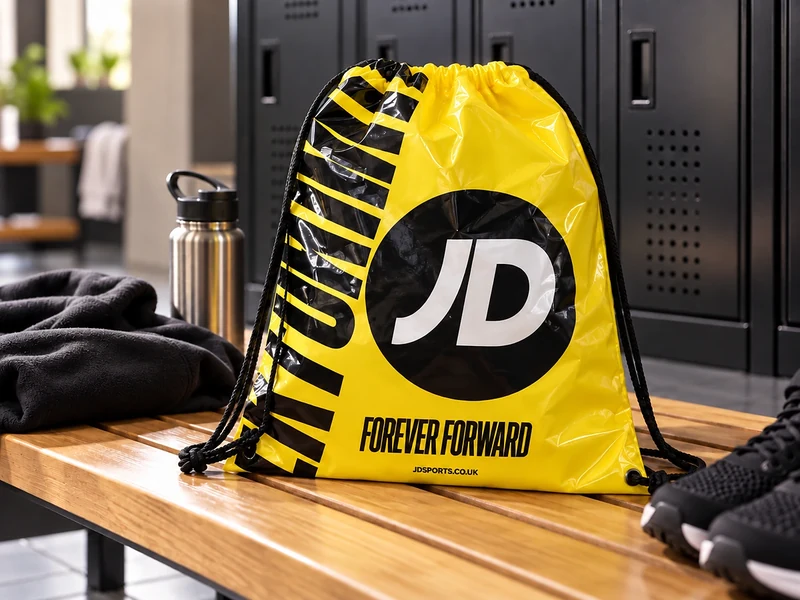 Close up of a JD drawstring bag
