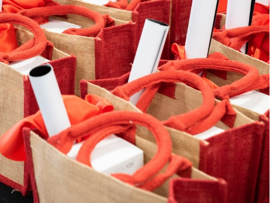 bespoke printed jute bags for an event or exhibition